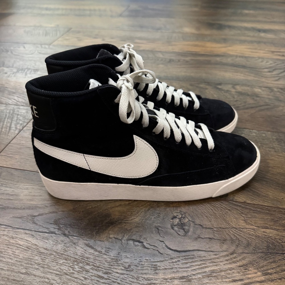 Nike Blazer Mid Suede Black White High Top Sneakers AV9376-001 Womens 9.5 Skater